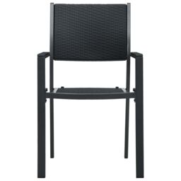 Berkfield Home Garden Chairs 4 pcs Black Plastic Rattan Look - thumbnail 3