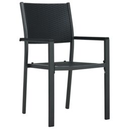 Berkfield Home Garden Chairs 4 pcs Black Plastic Rattan Look - thumbnail 2