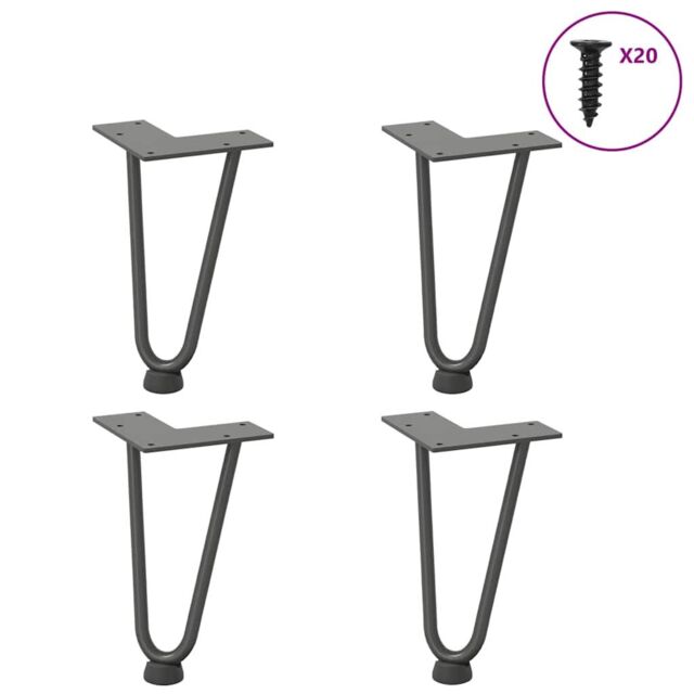 Berkfield Home Hairpin Table Legs 4 pcs Anthracite 20 cm Solid Steel in Black - image 1