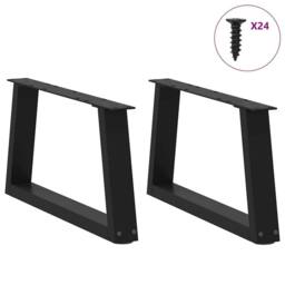 Berkfield Home Dining Table Legs V-Shape 2 pcs Black 60x(30-31.3) cm Steel - thumbnail 3