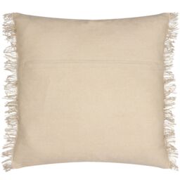 Yard Beni Check 100% Cotton Fringed Cushion in Stone - Size: 45 cm x 45 cm - thumbnail 2