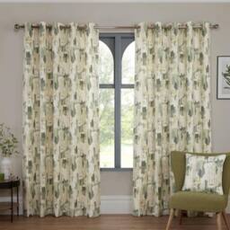 Sundour Bamford Eyelet Curtains in Green - Size: 117 cm width x 229 cm drop