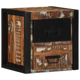 Berkfield Home Bedside Cabinet Multicolour 40x35x40 cm Solid Wood Reclaimed - Size: 40 x 35 x 40 cm - thumbnail 4