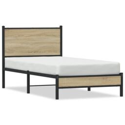 Berkfield Home Metal Bed Frame without Mattress Sonoma Oak 90x200 cm in Brown - thumbnail 1