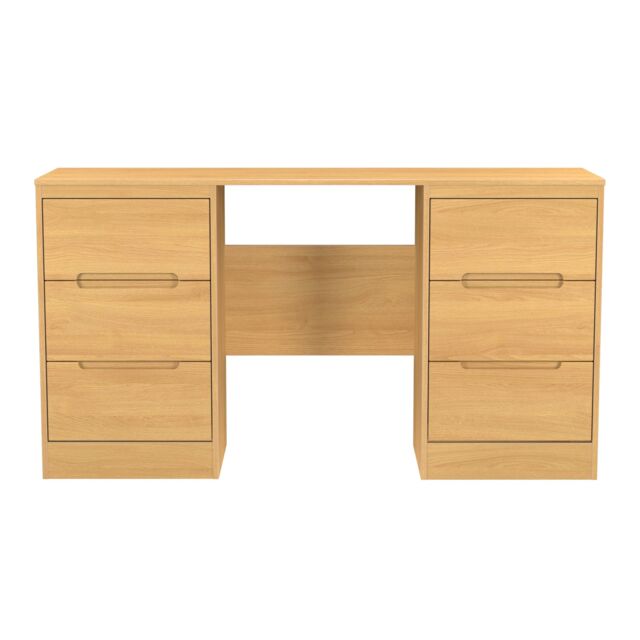 Ready Assembled 2 U Bristol 6 Drawer Kneehole Desk (Ready Assembled) in Natural - image 1