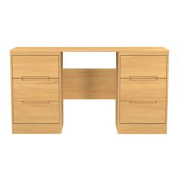 Ready Assembled 2 U Bristol 6 Drawer Kneehole Desk (Ready Assembled) in Natural - thumbnail 1