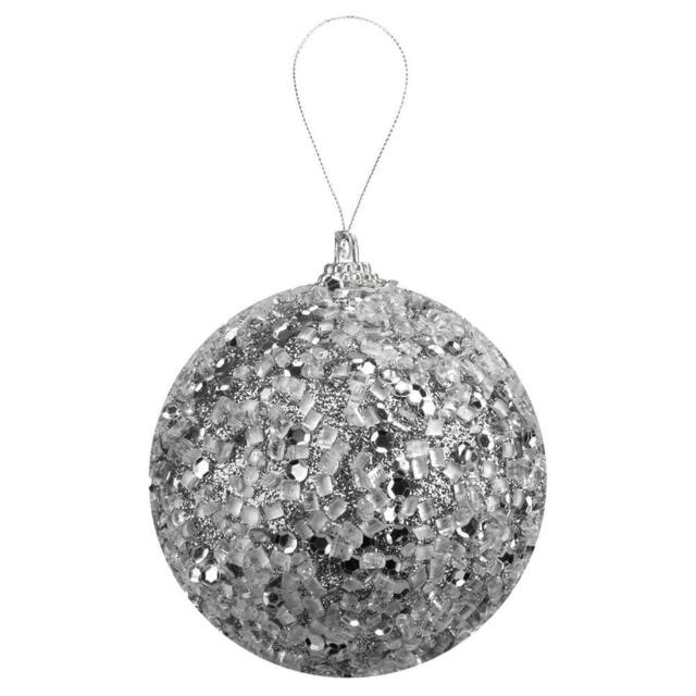 VFM e-Store Christmas Hanging Ball Decoration 22cm x 8cm Silver X 1 - Size: 22 cm x 8 cm - image 1