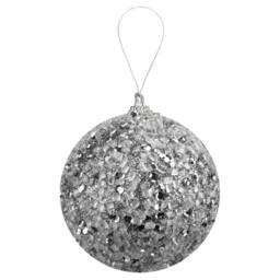 VFM e-Store Christmas Hanging Ball Decoration 22cm x 8cm Silver X 1 - Size: 22 cm x 8 cm