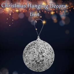 VFM e-Store Christmas Hanging Ball Decoration 22cm x 8cm Silver X 1 - Size: 22 cm x 8 cm - thumbnail 3