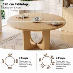 Merax Round Mid-Century Modern Farmhouse Pedestal Dining Table for 4 to 6 in Natural - thumbnail 7