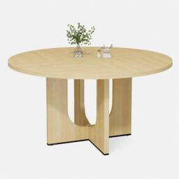 Merax Round Mid-Century Modern Farmhouse Pedestal Dining Table for 4 to 6 in Natural - thumbnail 9