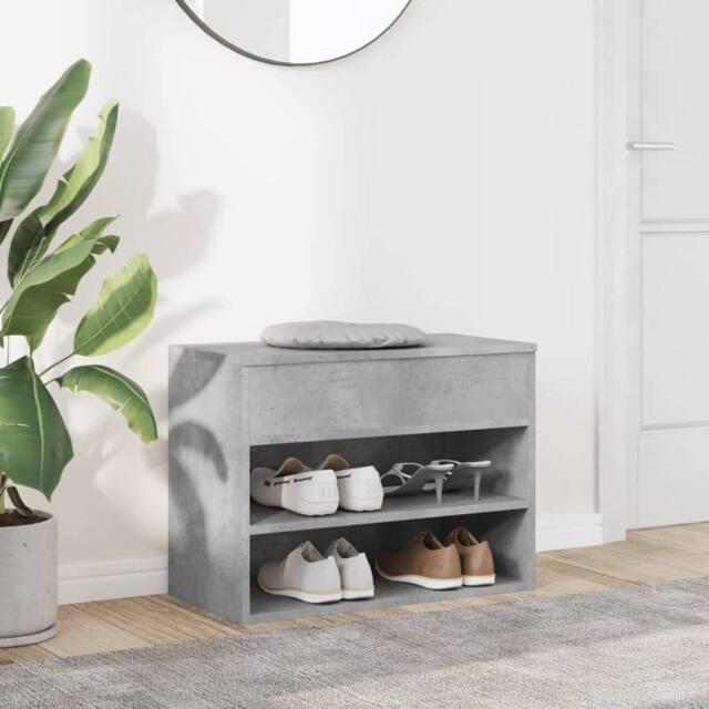 Berkfield Home Shoe Bench Concrete Grey 60x30x45 cm Engineered Wood - Size: 60 x 30 x 45 cm - image 1