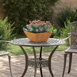 Berkfield Home Garden Bowl Planter 35x35x15 cm Weathering Steel in Grey - Size: 35 x 35 x 15 cm - thumbnail 1