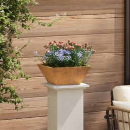 Berkfield Home Garden Bowl Planter 35x35x15 cm Weathering Steel in Grey - Size: 35 x 35 x 15 cm - thumbnail 4