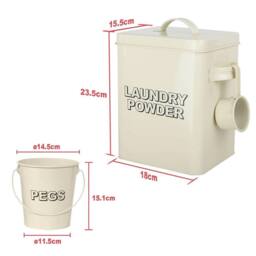 VOGREX Enamel Laundry Storage Tin for Powder & Pegs in Beige - thumbnail 4
