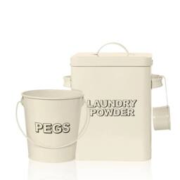VOGREX Enamel Laundry Storage Tin for Powder & Pegs in Beige - thumbnail 5