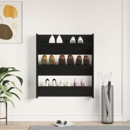 Berkfield Home Wall Shoe Cabinet - Black Oak, 80x18x90 cm, Made from Engineered Wood - Size: 80 x 18 x 90 cm - thumbnail 4