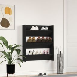 Berkfield Home Wall Shoe Cabinet - Black Oak, 80x18x90 cm, Made from Engineered Wood - Size: 80 x 18 x 90 cm - thumbnail 1