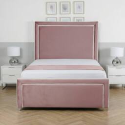 Living Comfort Bedz Verona Upholstered Bed Frame Slatted Base with 48 Inch Headboard in Pink - Size: Single - thumbnail 2