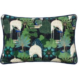 Wylder Tropics Serenity Tropical Garden Velvet Cushion in Black - Size: 40 cm x 60 cm