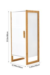 Living and Home Single-door Bathroom Storage Cabinet with Bamboo Base in White - thumbnail 6