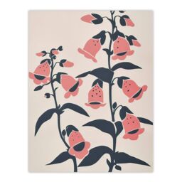 "Artery8 Pink Foxglove Flowers Simple Bright Floral Design Wall Art Print - Size: W18"" x H24""" - thumbnail 1