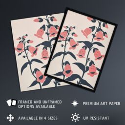"Artery8 Pink Foxglove Flowers Simple Bright Floral Design Wall Art Print - Size: W18"" x H24""" - thumbnail 2