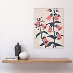"Artery8 Pink Foxglove Flowers Simple Bright Floral Design Wall Art Print - Size: W18"" x H24""" - thumbnail 4