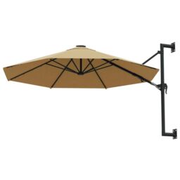Berkfield Home Wall-Mounted Parasol with Metal Pole 300 cm Taupe in Beige - thumbnail 3