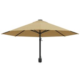 Berkfield Home Wall-Mounted Parasol with Metal Pole 300 cm Taupe in Beige - thumbnail 4