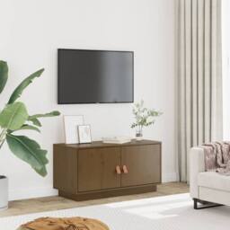 Berkfield Home TV Cabinet Honey Brown 80x34x40 cm Solid Wood Pine - Size: 80 x 34 x 40 cm - thumbnail 2