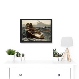 Artery8 Winslow Homer Fog Warning Painting Fisherman Storm Artwork Framed Wall Art Print A4 in Black - thumbnail 2
