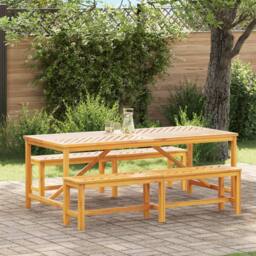 Berkfield Home 3 Piece Garden Dining Set, Solid Wood Acacia in Brown - thumbnail 1