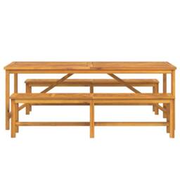 Berkfield Home 3 Piece Garden Dining Set, Solid Wood Acacia in Brown - thumbnail 7