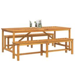 Berkfield Home 3 Piece Garden Dining Set, Solid Wood Acacia in Brown - thumbnail 3