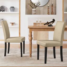 EONLION Khaki Fabric Upholstered Dining Chairs Modern Bedroom Chairs - thumbnail 3