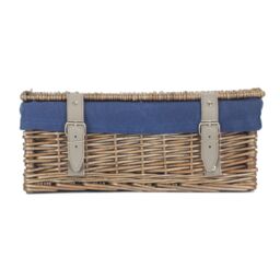 Red Hamper Wicker Antique Wash Cotton Lining 35cm Empty Hamper Basket in Blue - thumbnail 4