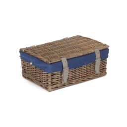 Red Hamper Wicker Antique Wash Cotton Lining 35cm Empty Hamper Basket in Blue - thumbnail 2