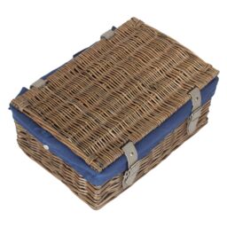 Red Hamper Wicker Antique Wash Cotton Lining 35cm Empty Hamper Basket in Blue - thumbnail 3