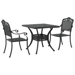 Berkfield Home 3-Piece Garden Bistro Set - Black Cast Aluminum - thumbnail 2