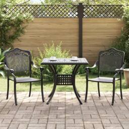 Berkfield Home 3-Piece Garden Bistro Set - Black Cast Aluminum - thumbnail 1