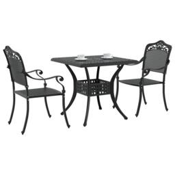 Berkfield Home 3-Piece Garden Bistro Set - Black Cast Aluminum - thumbnail 3