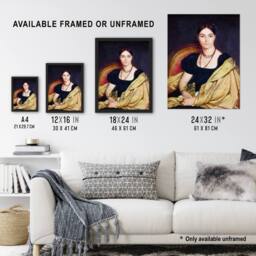 "Artery8 J A D Ingres Portrait of Madame Duvaucey Wall Art Print - Size: W12"" x H16""" - thumbnail 3