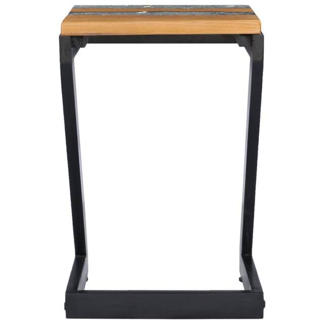 Berkfield Home Durable Coffee Table 30x30x50 cm Solid Teak Wood & Polyresin - Size: 30 x 30 x 50 cm - image 1