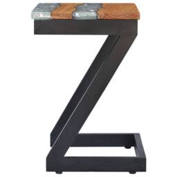 Berkfield Home Durable Coffee Table 30x30x50 cm Solid Teak Wood & Polyresin - Size: 30 x 30 x 50 cm - thumbnail 4