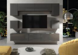 Creative Furniture Panorama Wall TV Unit - A Sleek & Modern Wall Cabinet with Gloss Doors & LED Lights in Dark Grey - thumbnail 6