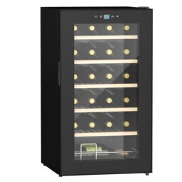 HOMCOM 24 Bottles Freestanding Wine Fridge with Glass Door Wine Cooler Fridge in Black - thumbnail 2