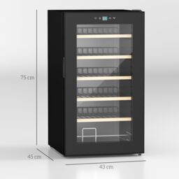 HOMCOM 24 Bottles Freestanding Wine Fridge with Glass Door Wine Cooler Fridge in Black - thumbnail 3