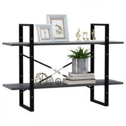 Berkfield Home Decorative 2-Tier Book Cabinet Grey 100x30x70 cm Solid Pine Wood - Size: 100 x 30 x 70 cm - thumbnail 4