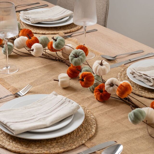 Scottish Everlastings Ltd 150cm Velvet Pumpkin Garland - orange-mint-cream in Orange - image 1